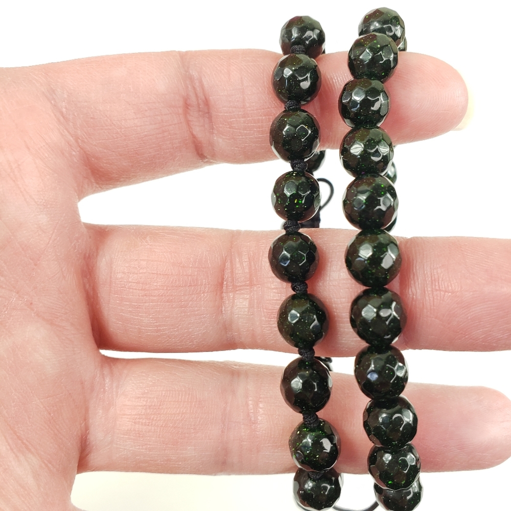 Gemstone Green Sandstone Adjustable Bracelet